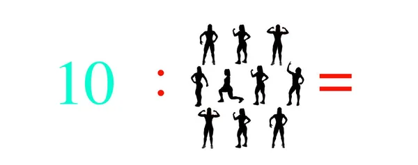 数学を学ぶための非常に単純な数学と算術演習 分割と乗算の問題 計算を学ぶための非常に単純な式 — ストック写真