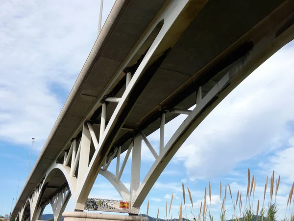 Brücke Mit Ihren Pfeilern Eine Tiefbaumaßnahme Die Das Gewicht Von — Stockfoto