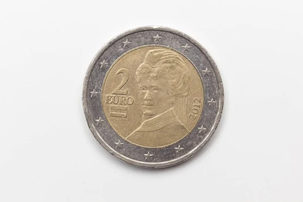 Moneda Oficial Dos Euros Comunidad Económica Europea Moneda Metálica Curso — Foto de Stock