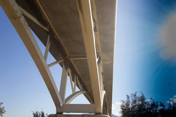 Modern Bridge Llobregat River Work Engineering Allows Cars Lorries Cross — Stock Photo, Image