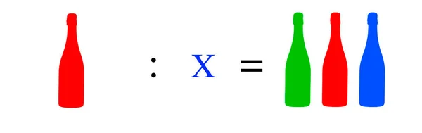 Proste Ćwiczenia Matematyczne Kolorowymi Przedmiotami Matematyczna Praktyka Obliczeniowa Kolorowymi Butelkami — Zdjęcie stockowe