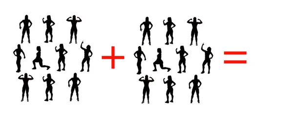 Einfache Mathematische Berechnung Mit Objekten Und Menschen Arithmetische Rechenaufgaben Einfache — Stockfoto