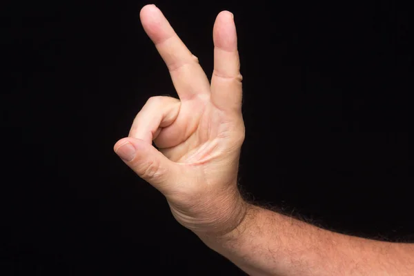 Tekenen Signalen Gemaakt Met Vingers Van Hand Van Een Volwassen — Stockfoto