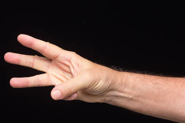 Tekenen Signalen Gemaakt Met Vingers Van Hand Van Een Volwassen — Stockfoto