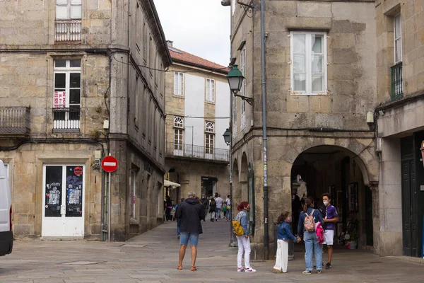 Απόψεις Της Πόλης Padron Pontevedra Galicia Ισπανία Προσκυνητές Περνούν Πορτογαλικά — Φωτογραφία Αρχείου