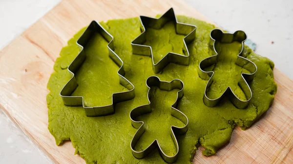 Galletas Pan Jengibre Verde Cocina Casera Para Navidad Postre Tradicional —  Fotos de Stock
