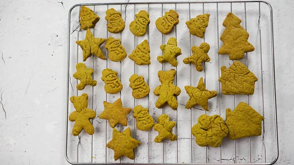 Biscuits Pain Gingembre Vert Cuisine Maison Pour Dessert Traditionnel Noël — Photo