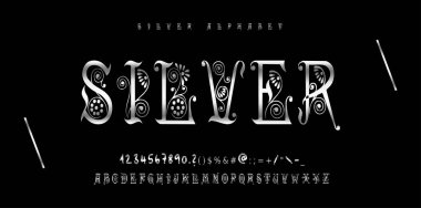 Zarif Gümüş Renkli Metal Krom alfabe yazı tipi seti. Gümüş parlak yazı tipinin yaratıcı vektör çizimi, gümüş alfabe, arkaplanda izole edilmiş metal yazı tipi. Kolayca Düzenlenebilir Vektör.