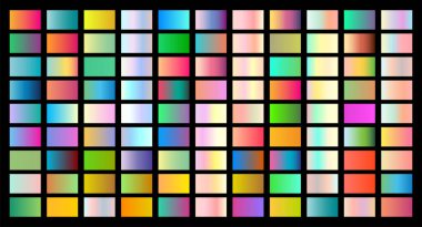  Holografik gradyanlar ayarlandı, küre tuşları ayarlandı. Çok renkli sıvı eğimleri, renkli yuvarlak düğmeler veya canlı renk küreleri vektör seti, renkli yumuşak yuvarlak düğmeler - Vektör.