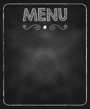 Siyah karatahta arka planda restoran yemek menüsü tasarımı. Kolayca Düzenlenebilir Vektör. EPS 10. 