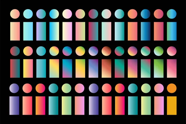 Holographische Farbverläufe Eingestellt Kugeltasten Mehrfarbige Flüssigkeitsverläufe Bunte Runde Tasten Oder — Stockvektor