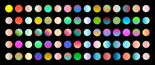 Holographische Farbverläufe Eingestellt Kugeltasten Mehrfarbige Flüssigkeitsverläufe Bunte Runde Tasten Oder — Stockvektor