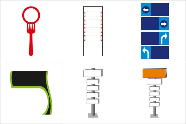 Külső Belső Útkeresési Jelzőrendszer Irodai Külső Emléktábla Oszloptábla Felirat Reklám — Stock Vector