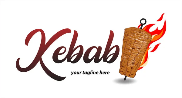 Kebap Logosu Tasarımı Döner Kebap Logosu Shawarma Kebap Logosu Vektör — Stok Vektör