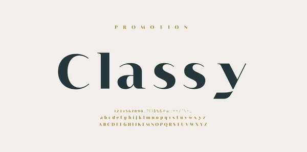 Elegant Stijl Alfabet Decoratieve Alfabet Lettertypen Nummers Klassieke Lettering Minimale — Stockvector
