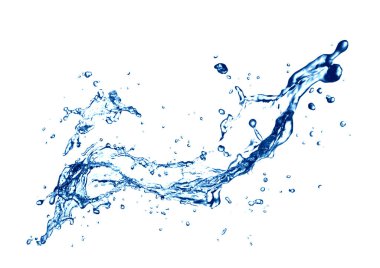 Su, beyaz zemin üzerinde dalga ve yansıma ile sıçrama efekti.