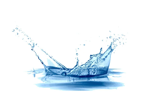 Νερό Splash Επίδραση Λευκό Φόντο Κυματισμός Και Αντανάκλαση — Φωτογραφία Αρχείου