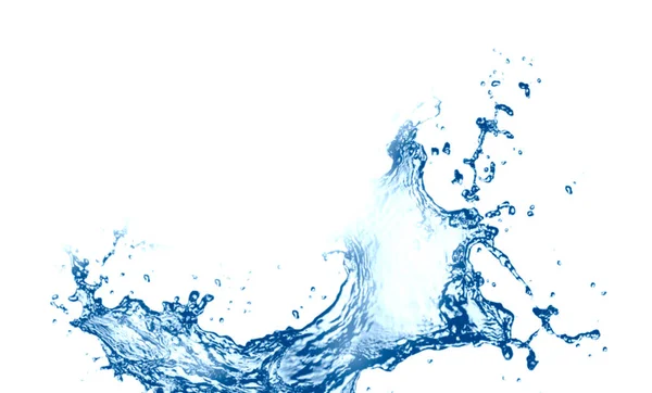 リップルと反射で白い背景に水のスプラッシュ効果 — ストック写真