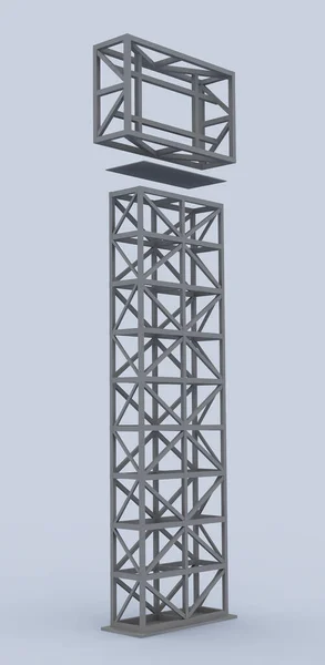 3D插图 外部和内部查找信令系统 采购产品办公室外的纪念碑标志 塔标志 广告牌 广告建设 3D渲染 — 图库照片