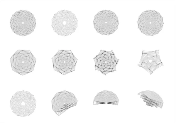 Елементи Проектування Геометричних Ліній Трикутники Квадрати Кола Ізольовані Чорному Модна — стоковий вектор