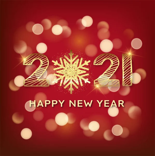 Feliz Ano Novo 2021 Cartão Felicitações Design Férias Para Cartão — Vetor de Stock