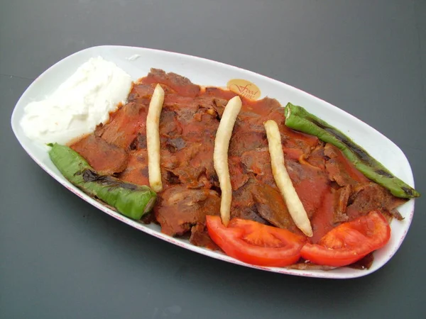 Kebab Cozinhar Ingredientes Quadro Cozinha Árabe Comida Médio Oriente — Fotografia de Stock