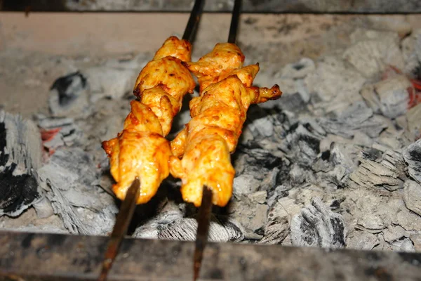 Kebab Cozinhar Ingredientes Quadro Cozinha Árabe Comida Médio Oriente — Fotografia de Stock