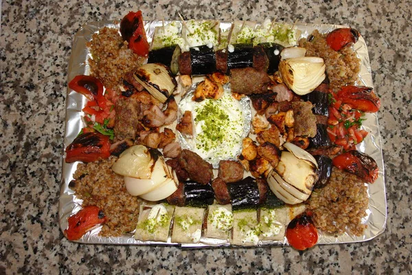 Кебаб Приготовления Пищи Ингредиентов Арабская Кухня Средневосточная Кухня — стоковое фото