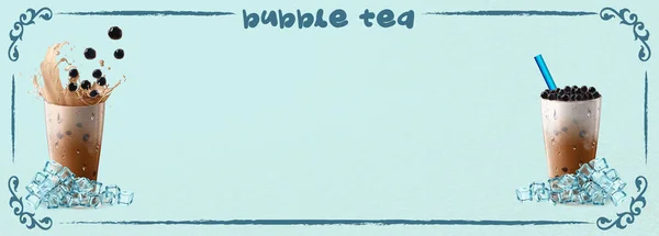 Bubble Milk Tea Pearl Milk Tea Different Sorts Boba Yummy — Stock Vector