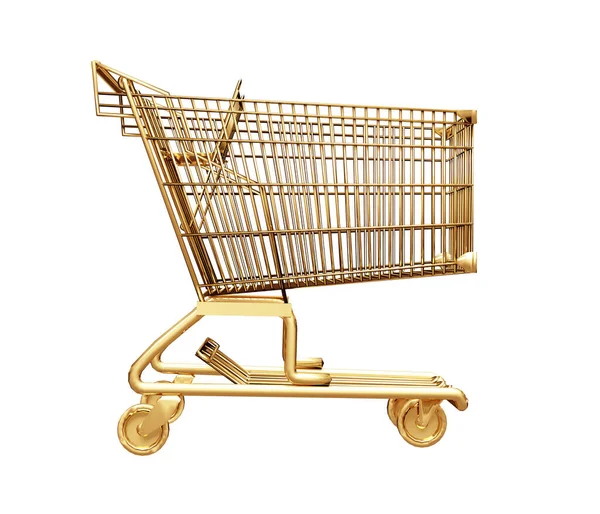 Renderizado Carrito Compras Oro Carrito Compras Oro — Foto de Stock