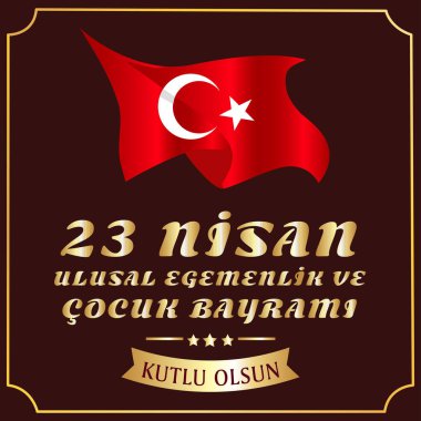 Cocuk Bayrami 23 nisan 'ın vektör illüstrasyonu, çeviri: Türkiye 23 Nisan Ulusal Egemenlik ve Çocuk Günü, Türk bayramına grafik tasarımı, çocuk simgesi, çocuk logosu. - Vektör