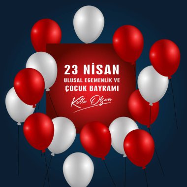 Cocuk Bayrami 23 nisan 'ın vektör illüstrasyonu, çeviri: Türkiye 23 Nisan Ulusal Egemenlik ve Çocuk Günü, Türk bayramına grafik tasarımı, çocuk simgesi, çocuk logosu. - Vektör