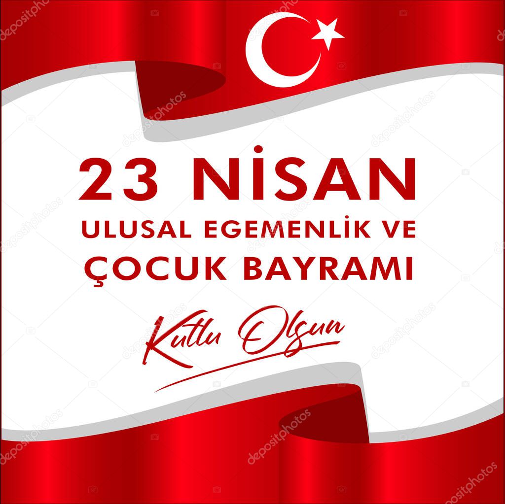 vector illustration of the cocuk bayrami 23 nisan , translation: Turkish April 23 National Sovereignty and Children's Day, graphic design to the Turkish holiday, kids icon, children logo. - Vector