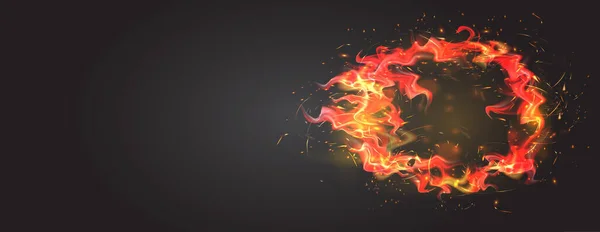 Realistiska Eldflammor Vektor Brandinsamling Rödljus Gnistor — Stock vektor