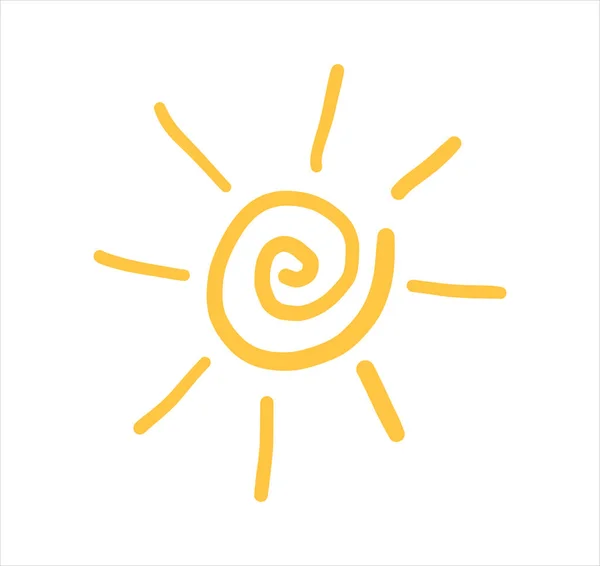 Zonnesymbool Met Hand Getekend Lachende Schattige Zon Pictogram Illustratie Vector — Stockvector