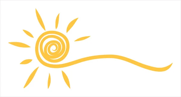 Símbolo Solar Dibujado Mano Sonriente Lindo Icono Del Sol Ilustración — Vector de stock