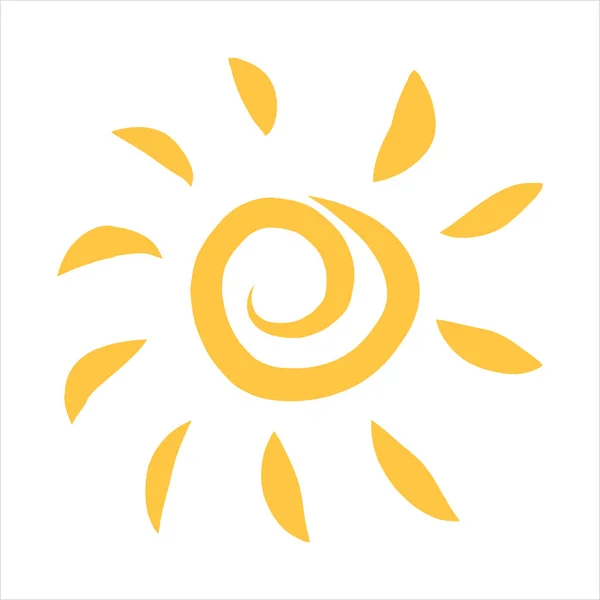 Simbolo Del Sole Illustrazione Dell Icona Del Sole Sorridente Disegnata — Vettoriale Stock