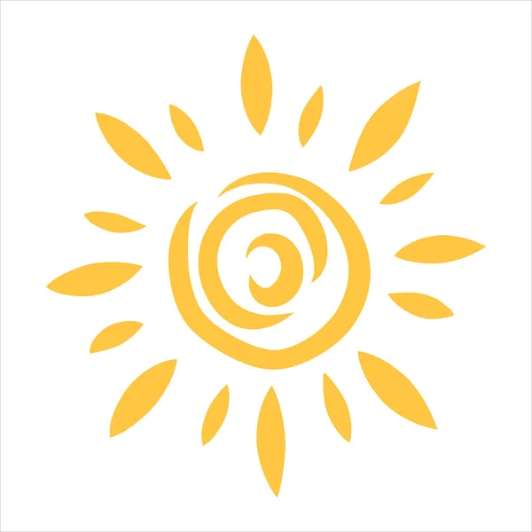 Sun Symbol Hand Drawn Smiling Cute Sun Icon Illustration Vector — Stock Vector