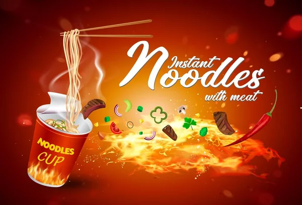 Instant Kopje Noedels Chinees Taiwan Noedel Japanse Ramen Fast Food — Stockvector