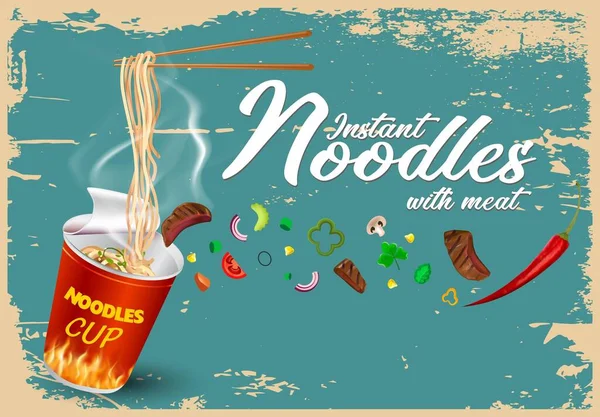 Fideos Instantáneos Fideos Chinos Taiwan Comida Rápida Con Ramen Japonés — Vector de stock