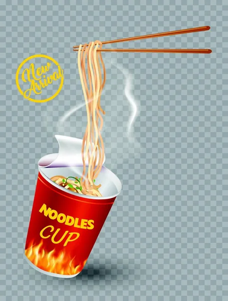 Instant Tasse Nudeln Chinesische Und Taiwanesische Nudeln Japanisches Ramen Fastfood — Stockvektor