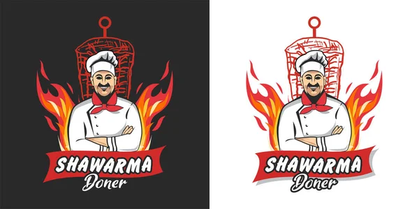 Logo Shawarma Para Restaurantes Mercados — Vector de stock