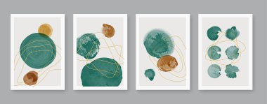 Minimalist hand painted illustrations for wall decoration, postcard or brochure design. clipart