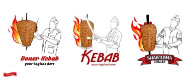 Restoranlar ve pazarlar için Shawarma logosu.