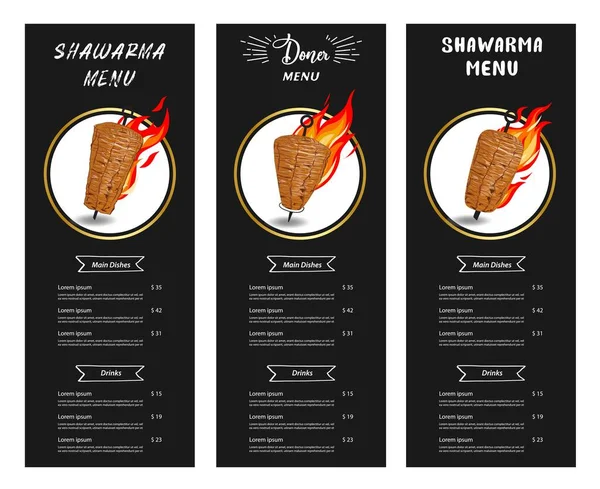 Shawarma Yemeği Kebap Malzemeleri — Stok Vektör