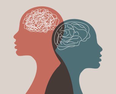 Metafor bipolar akıl hastalığı. Vektör.