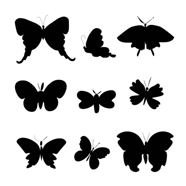 Conjunto Vectorial Ilustraciones Con Mariposas Doodle Style Collection Con Insectos — Archivo Imágenes Vectoriales