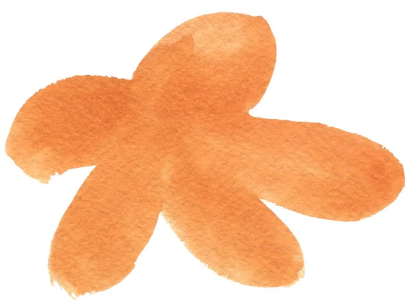 Acquerello Forma Astratta Sfondo Bianco Isolato Colorazione Arancione Con Texture — Foto Stock