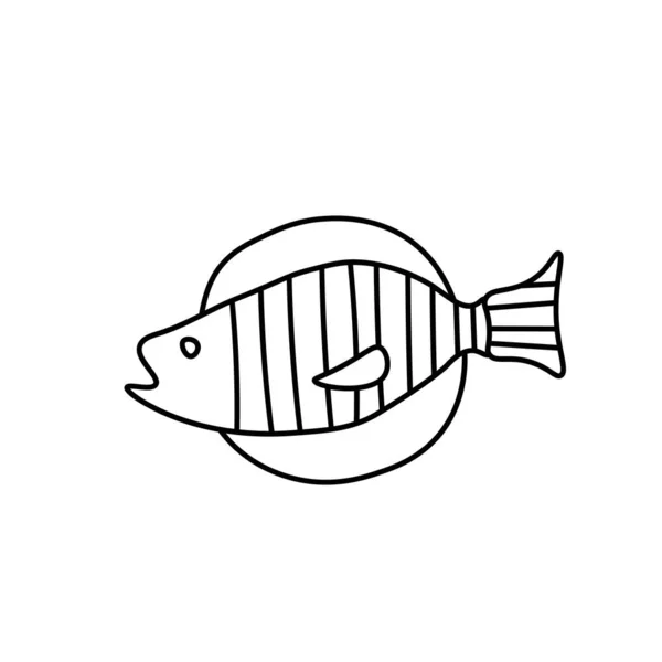 Vector Fish Doodle Style One Випікався Простою Їжею Ілюстрація Готувала — стоковий вектор