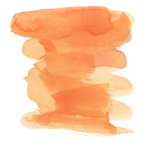 Acquerello Forma Astratta Sfondo Bianco Isolato Colorazione Arancione Con Texture — Foto Stock